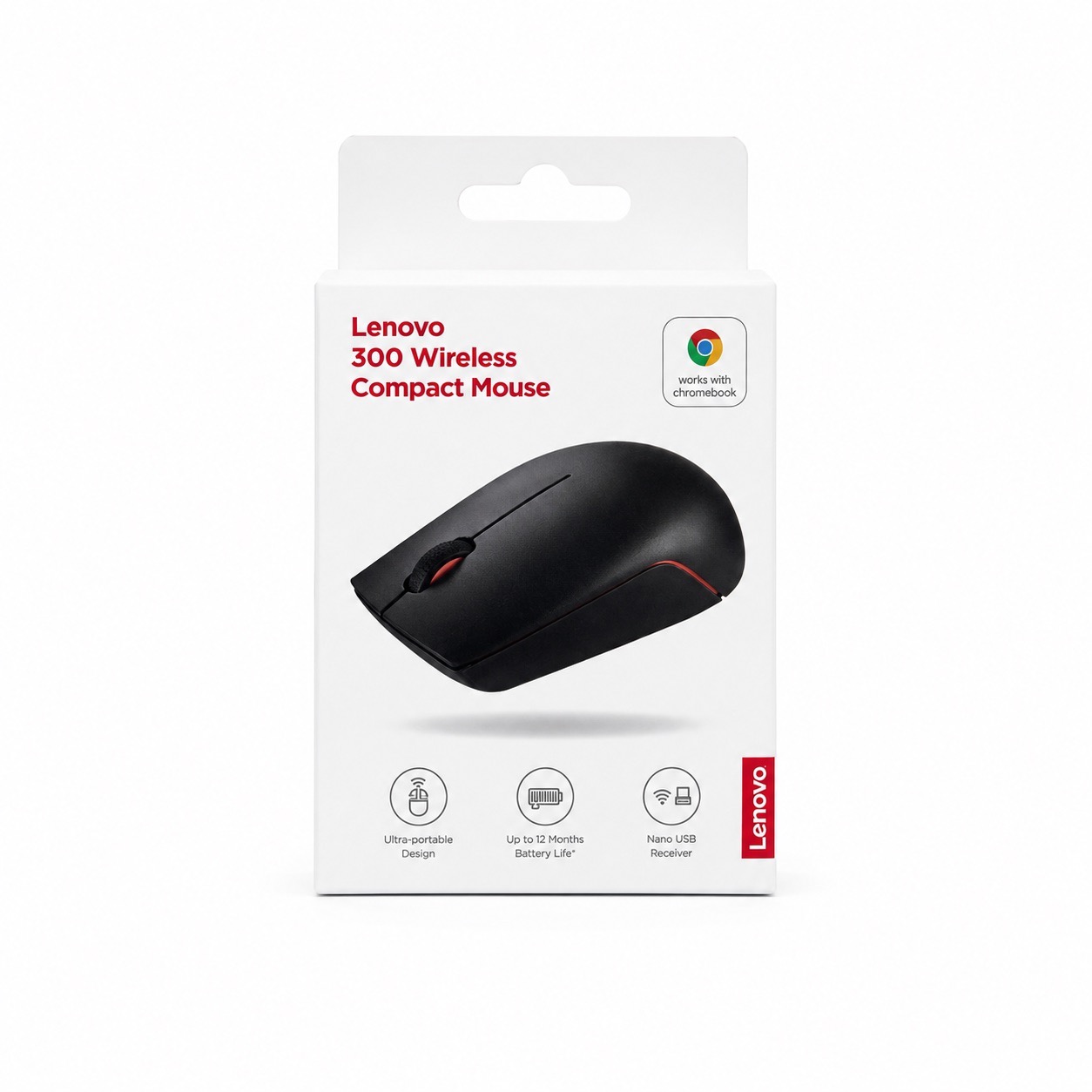 Lenovo 300 - Wireless Compact Mouse - For PC & Laptop - Black
